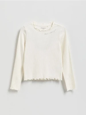 Zdjęcie produktu Reserved - Prążkowana koszulka - złamana biel