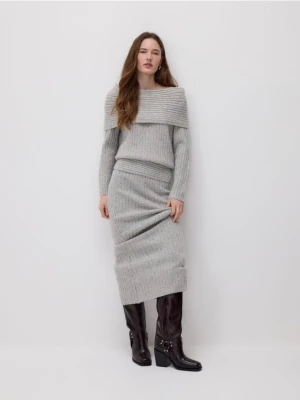 Reserved - Prążkowana spódnica - jasnoszary