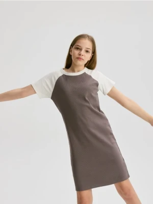 Reserved - Prążkowana sukienka - ciemnoszary