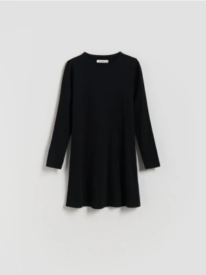 Reserved - Prążkowana sukienka - czarny