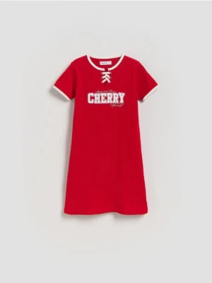 Reserved - Prążkowana sukienka - czerwony