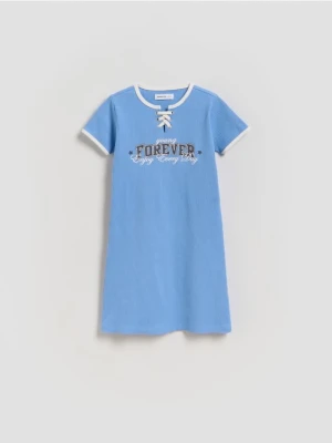 Reserved - Prążkowana sukienka - niebieski