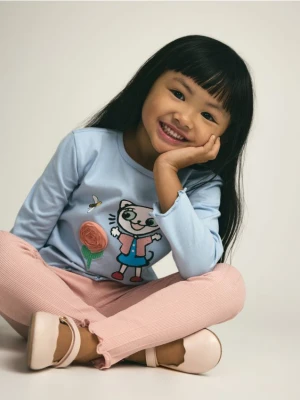 Reserved - Prążkowane legginsy - brzoskwiniowy