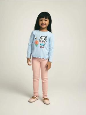 Reserved - Prążkowane legginsy - brzoskwiniowy