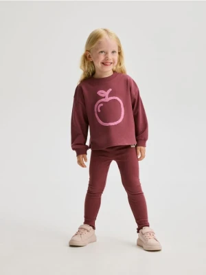 Reserved - Prążkowane legginsy - ciemnobrązowy