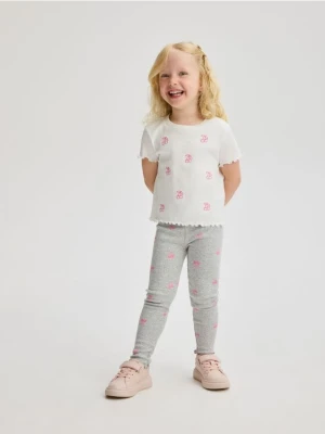 Reserved - Prążkowane legginsy - jasnoszary