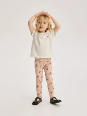 Reserved - Prążkowane legginsy Miffy - pastelowy róż