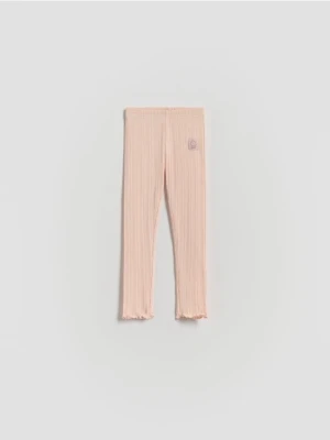 Reserved - Prążkowane legginsy - pastelowy róż
