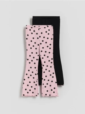 Reserved - Prążkowane legginsy z bawełny 2 pack - wielobarwny