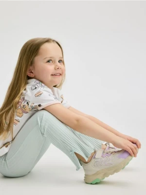 Reserved - Prążkowane legginsy z kokardką - jasnoniebieski