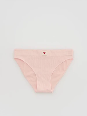 Reserved - Prążkowane majtki figi - pastelowy róż