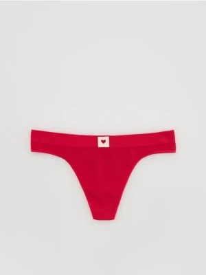 Reserved - Prążkowane majtki stringi - czerwony