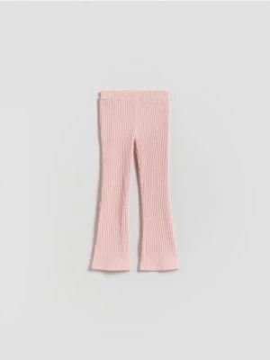 Reserved - Prążkowane spodnie flare - pastelowy róż