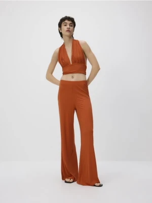 Zdjęcie produktu Reserved - Prążkowane spodnie flare - pomarańczowy