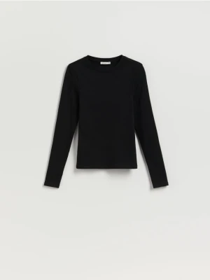 Reserved - Prążkowany longsleeve - czarny