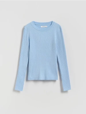 Reserved - Prążkowany sweter - jasnoniebieski
