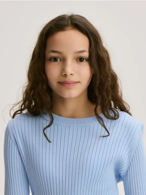 Reserved - Prążkowany sweter - jasnoniebieski