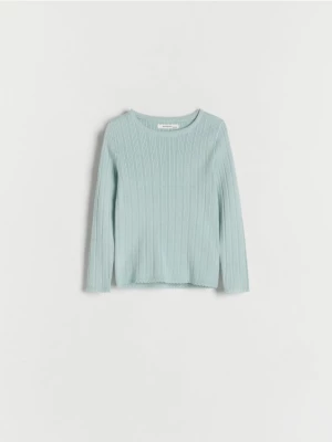 Reserved - Prążkowany sweter - jasnoturkusowy