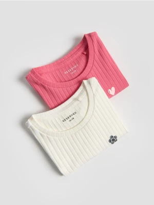 Reserved - Prążkowany t-shirt 2 pack - wielobarwny