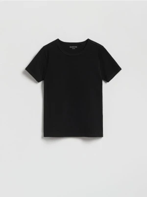 Reserved - Prążkowany t-shirt - czarny