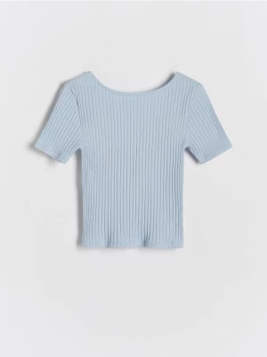 Reserved - Prążkowany t-shirt - jasnoniebieski