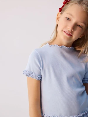 Reserved - Prążkowany t-shirt - jasnoniebieski