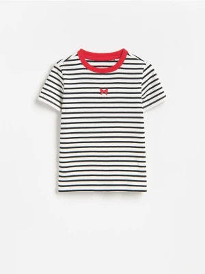 Reserved - Prążkowany t-shirt z haftem - wielobarwny