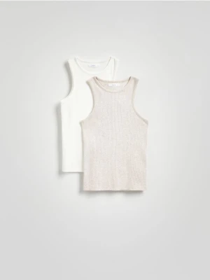 Reserved - Prążkowany top 2 pack - beżowy