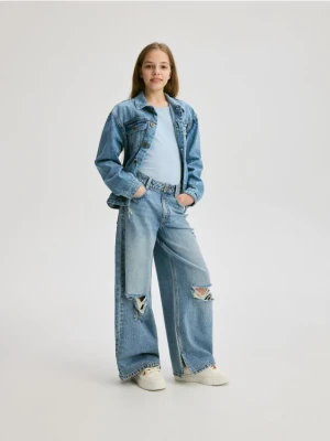 Reserved - Prążkowany top - jasnoniebieski