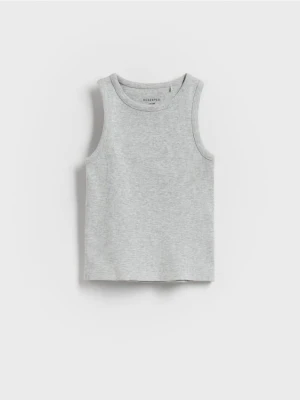 Reserved - Prążkowany top - jasnoszary