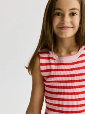 Reserved - Prążkowany top w paski - różowy