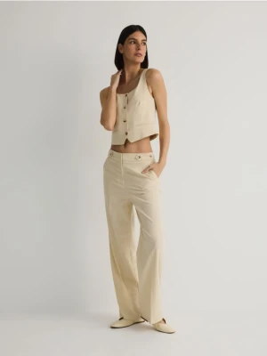 Reserved - Proste spodnie z kantem - złamana biel