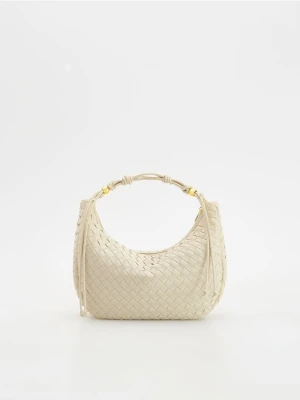 Reserved - Przeplatana torebka hobo - złamana biel