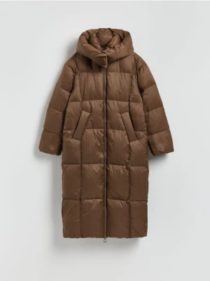 Reserved - Puchowa kurtka z kapturem - brązowy