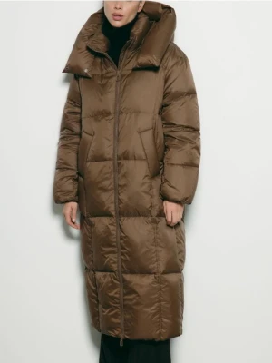 Reserved - Puchowa kurtka z kapturem - brązowy