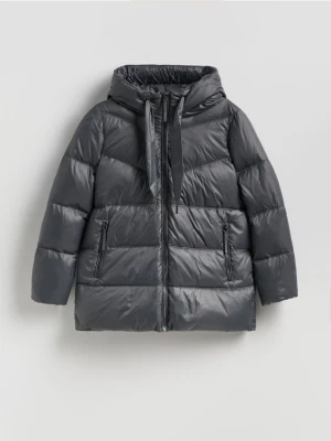 Reserved - Puchowa kurtka z kapturem - ciemnoszary