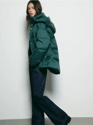 Reserved - Puchowa kurtka z kapturem - morski