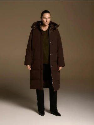 Reserved - Puchowa kurtka z z dodatkiem Sorony - ciemnobrązowy