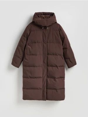 Reserved - Puchowa kurtka z z dodatkiem Sorony - ciemnobrązowy