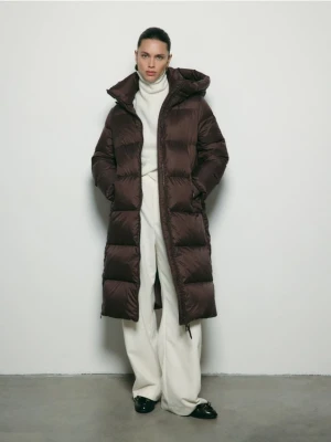 Reserved - Puchowy płaszcz - ciemnobrązowy