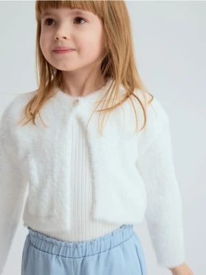 Reserved - Puszysty kardigan - biały