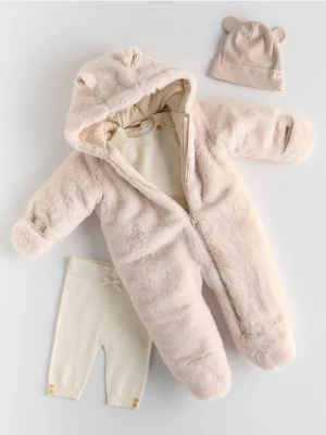 Reserved - Puszysty kombinezon z kapturem - beżowy