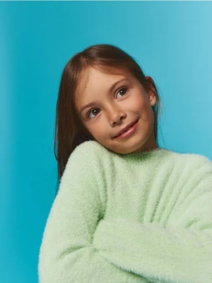 Reserved - Puszysty sweter - jasnozielony
