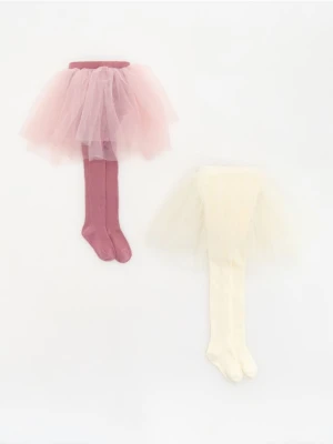 Reserved - Rajstopy z tiulową spódnicą 2 pack - pastelowy róż