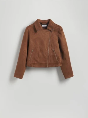 Reserved - Ramoneska z imitacji zamszu - brązowy