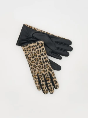 Reserved - Rękawiczki w panterkę - kremowy