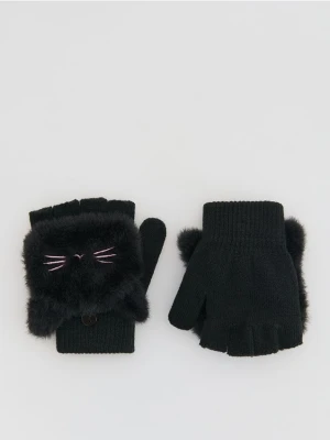 Reserved - Rękawiczki z futerkiem i uszami - czarny