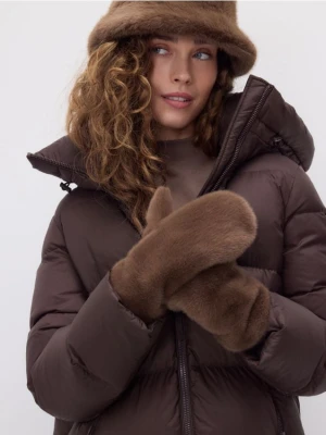 Reserved - Rękawiczki z imitacji futra - brązowy