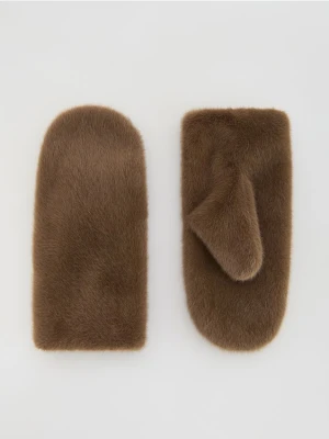 Reserved - Rękawiczki z imitacji futra - brązowy