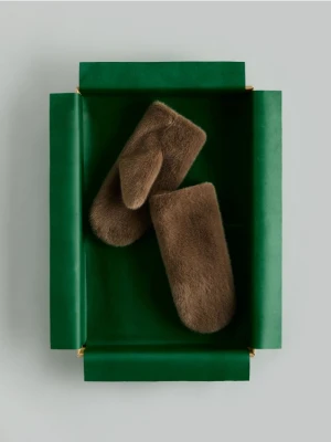 Reserved - Rękawiczki z imitacji futra - brązowy